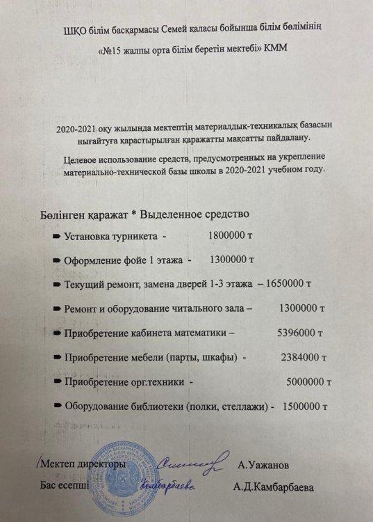 Целевое использование средств, предусмотренных на укрепление материально-технической базы школы в 2020-2021 уч.г